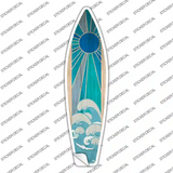Blue Sun And Waves Novelty Surfboard Sticker Decal