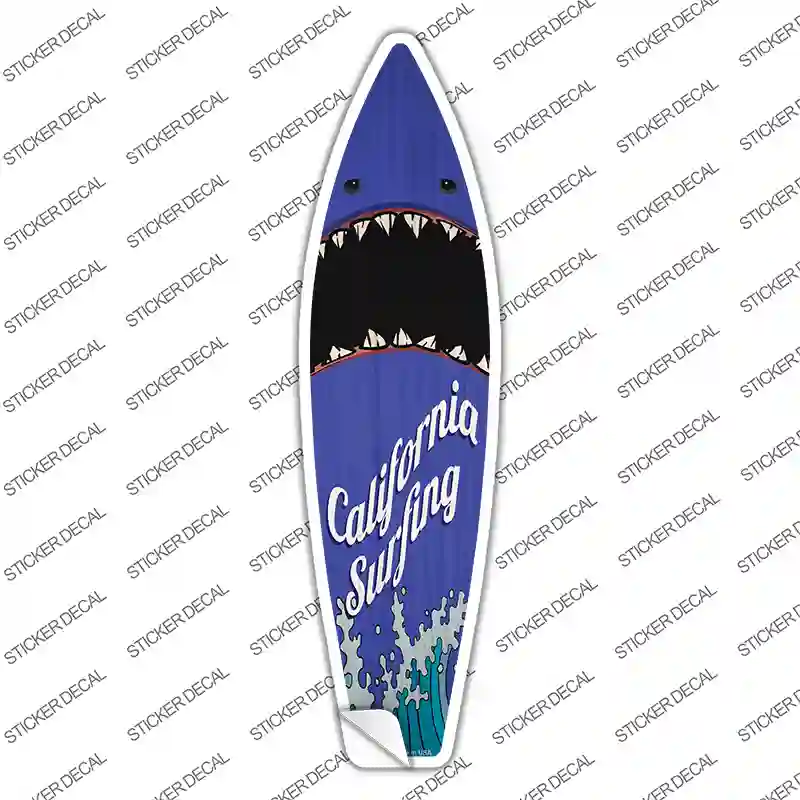 California Surfing Shark Novelty Surfboard Sticker Decal