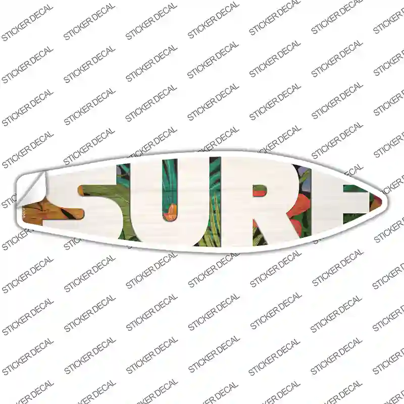 White Surf Novelty Surfboard Sticker Decal