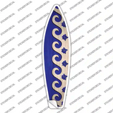 Blue Waves And Flowers Novelty Surfboard Sticker Decal