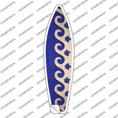 Blue Waves And Flowers Novelty Surfboard Sticker Decal