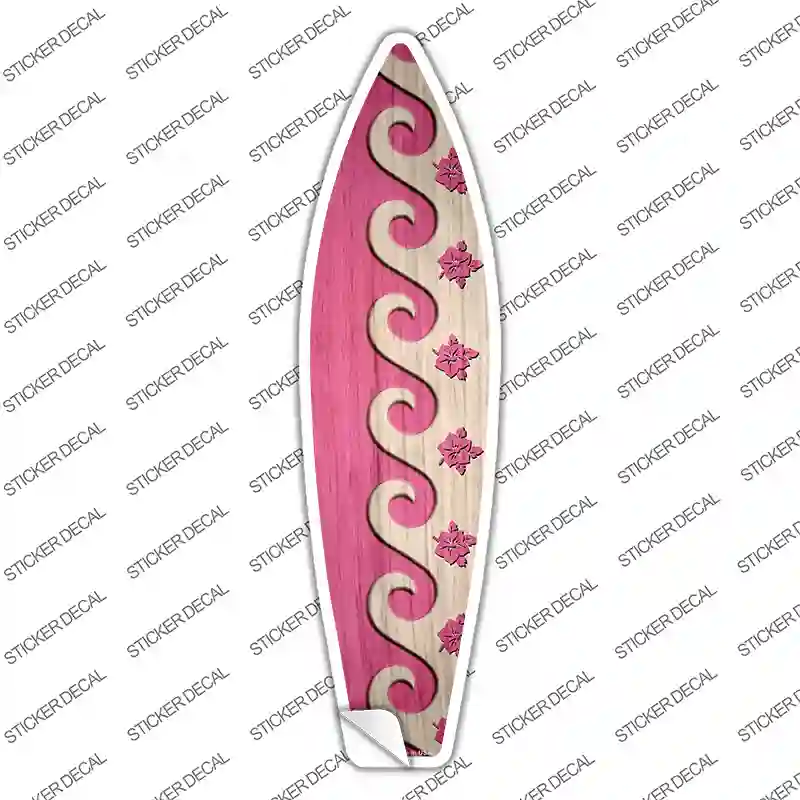 Pink Waves And Flowers Novelty Surfboard Sticker Decal