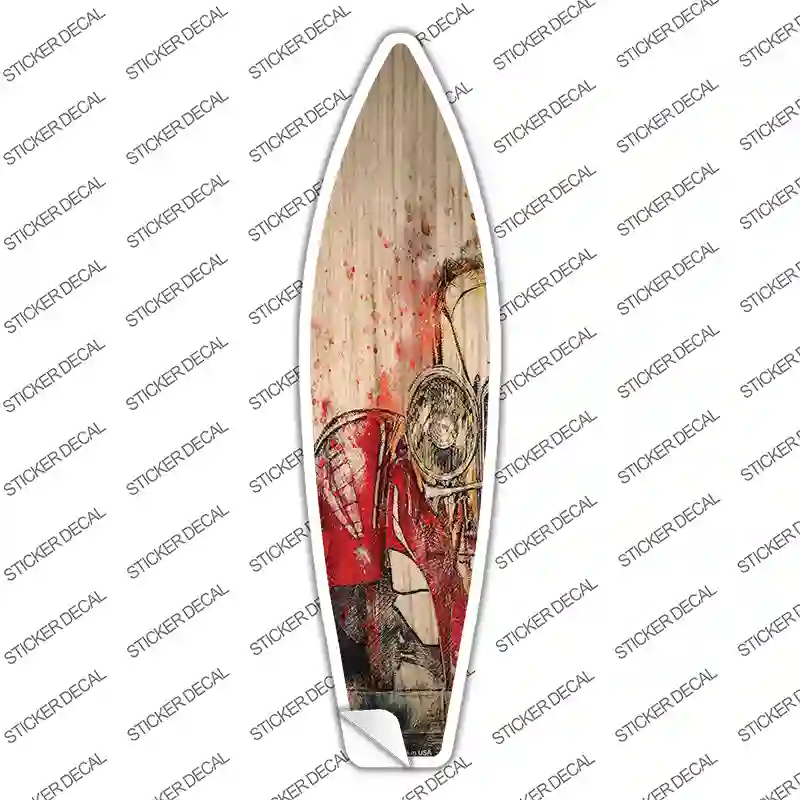 Red Curvy Car Novelty Surfboard Sticker Decal