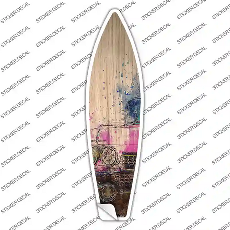 Pink Sports Car Novelty Surfboard Sticker Decal