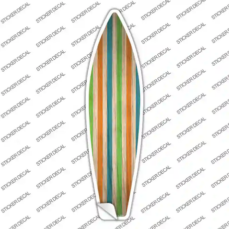 Blue Green And Orange Striped Novelty Surfboard Sticker Decal