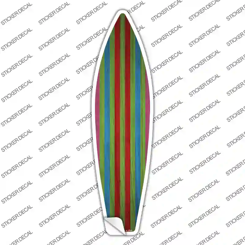 Red Green Blue And Purple Striped Novelty Surfboard Sticker Decal