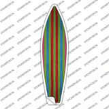 Red Green Blue And Purple Striped Novelty Surfboard Sticker Decal