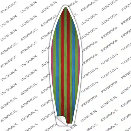 Red Green Blue And Purple Striped Novelty Surfboard Sticker Decal