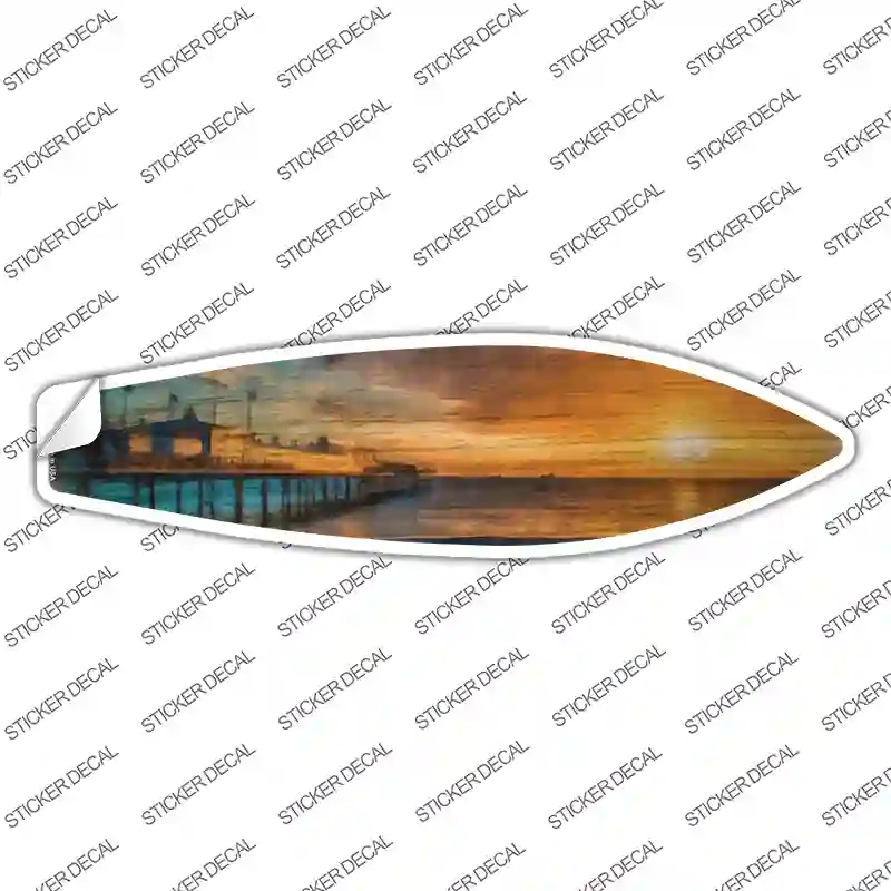 Pier And Sunset Novelty Surfboard Sticker Decal