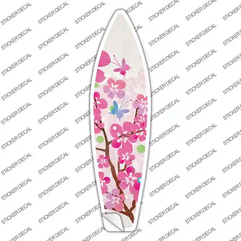 Pink Flowers Novelty Surfboard Sticker Decal