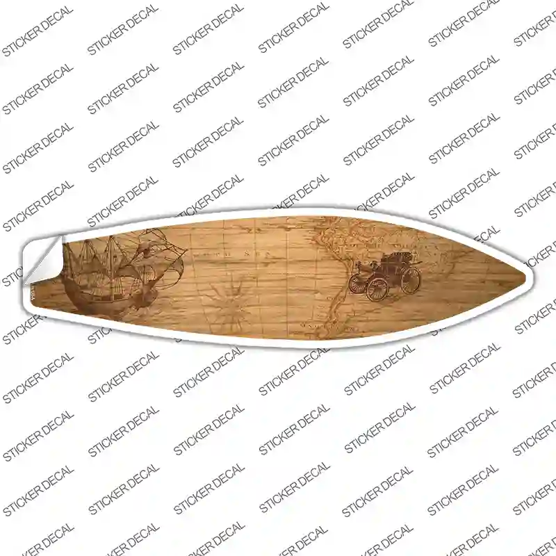 Vintage Map With Buggy Novelty Surfboard Sticker Decal