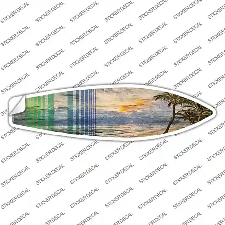 Ocean Sunset With Trees Novelty Surfboard Sticker Decal