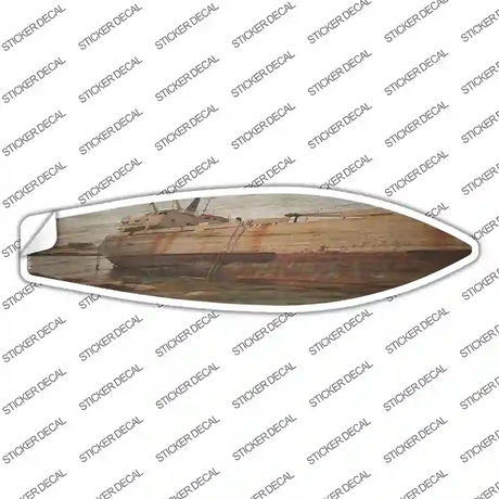 Rusty Boat Hull In Water Novelty Surfboard Sticker Decal