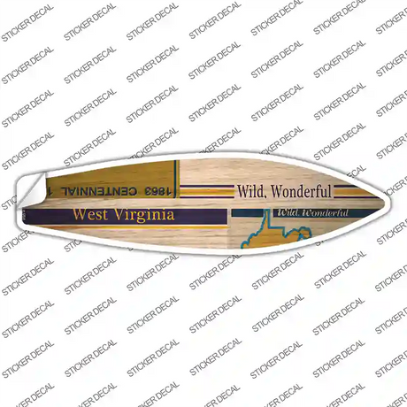 West Virginia License Plate Novelty Surfboard Sticker Decal