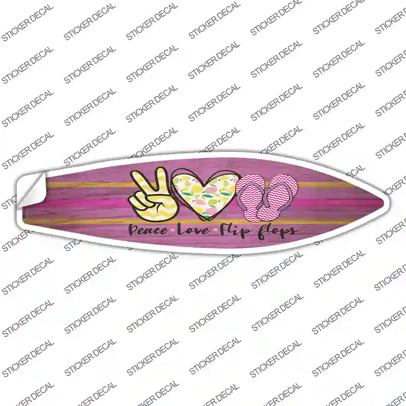 Peace Love Flip Flops Novelty Surfboard Sticker Decal