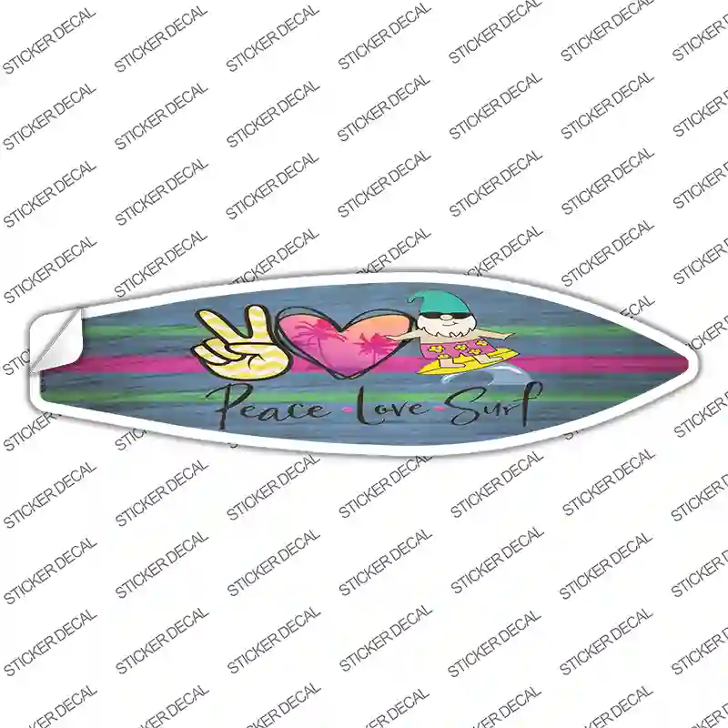 Peace Love Surf Novelty Surfboard Sticker Decal
