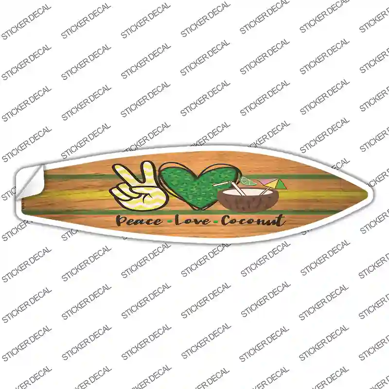 Peace Love Coconut Novelty Surfboard Sticker Decal
