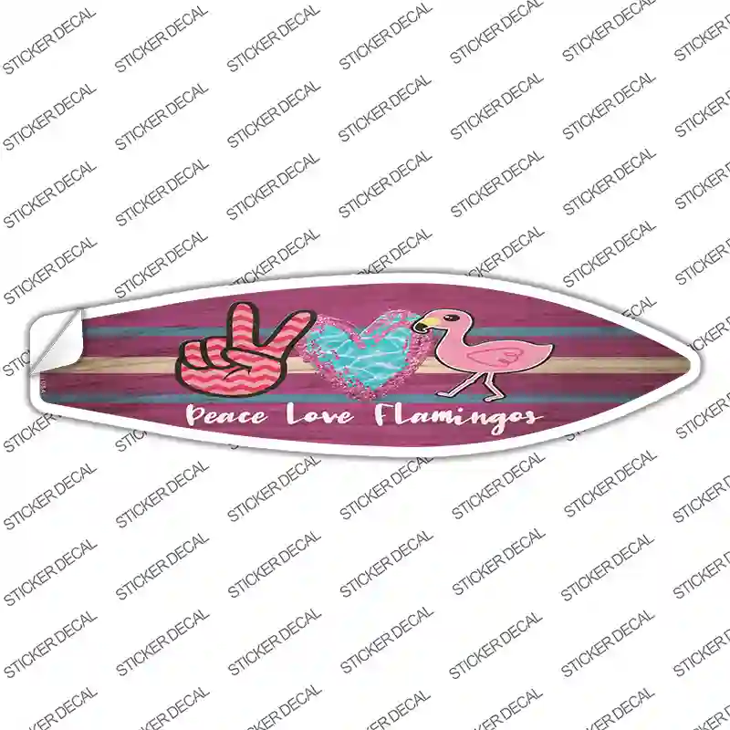 Peace Love Flamingo Novelty Surfboard Sticker Decal