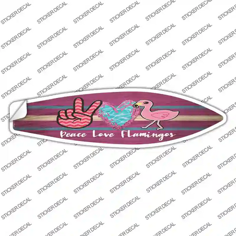Peace Love Flamingo Novelty Surfboard Sticker Decal