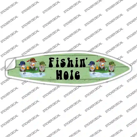 Fishing Hole Six Camo Gnomes Novelty Surfboard Sticker Decal