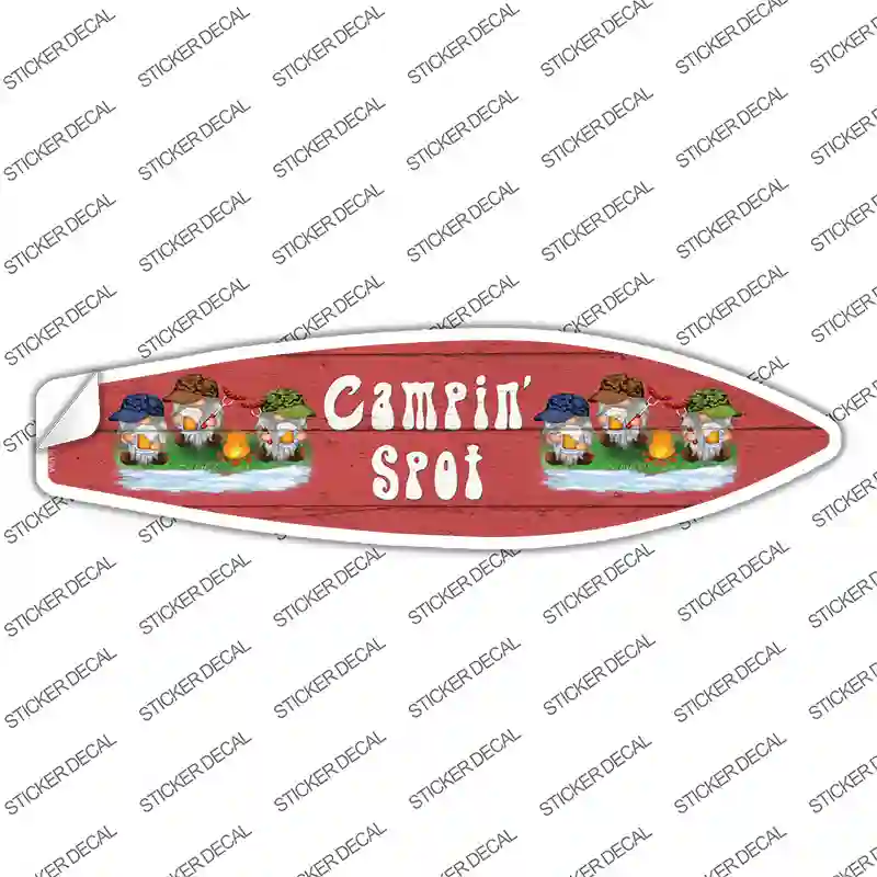 Camping Spot Six Camo Gnomes Novelty Surfboard Sticker Decal