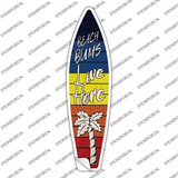 Beach Bums Live Here Blue Orange Novelty Surfboard Sticker Decal