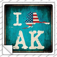 I Love Alaska Novelty Square Sticker Decal