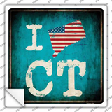 I Love Connecticut Novelty Square Sticker Decal