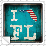 I Love Florida Novelty Square Sticker Decal