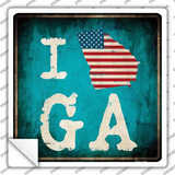 I Love Georgia Novelty Square Sticker Decal