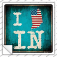 I Love Indiana Novelty Square Sticker Decal