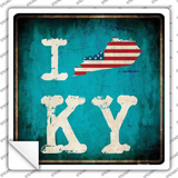 I Love Kentucky Novelty Square Sticker Decal