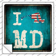 I Love Maryland Novelty Square Sticker Decal