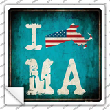 I Love Massachusetts Novelty Square Sticker Decal