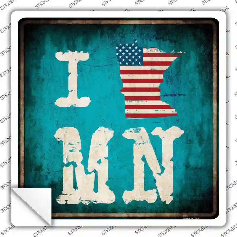 I Love Minnesota Novelty Square Sticker Decal