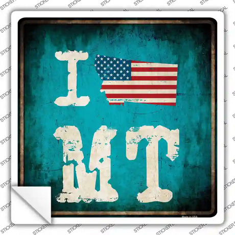 I Love Montana Novelty Square Sticker Decal