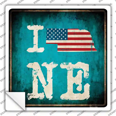 I Love Nebraska Novelty Square Sticker Decal