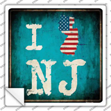 I Love New Jersey Novelty Square Sticker Decal