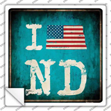 I Love North Dakota Novelty Square Sticker Decal