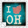 I Love Ohio Novelty Square Sticker Decal