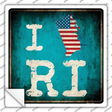 I Love Rhode Island Novelty Square Sticker Decal