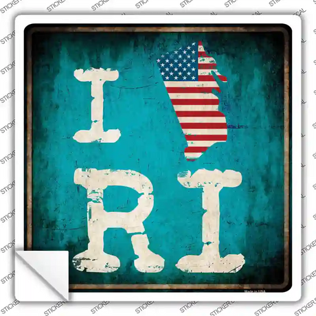 I Love Rhode Island Novelty Square Sticker Decal