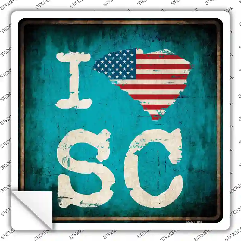 I Love South Carolina Novelty Square Sticker Decal