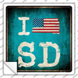 I Love South Dakota Novelty Square Sticker Decal