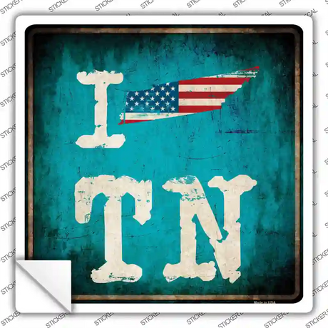 I Love Tennessee Novelty Square Sticker Decal