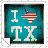 I Love Texas Novelty Square Sticker Decal