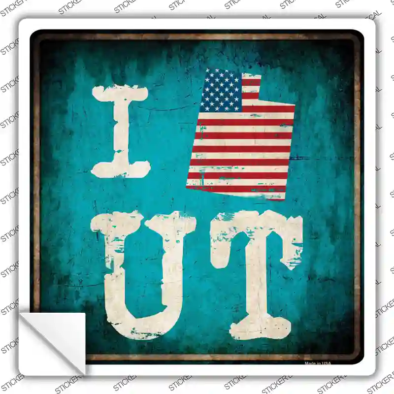 I Love Utah Novelty Square Sticker Decal