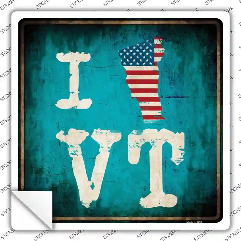 I Love Vermont Novelty Square Sticker Decal