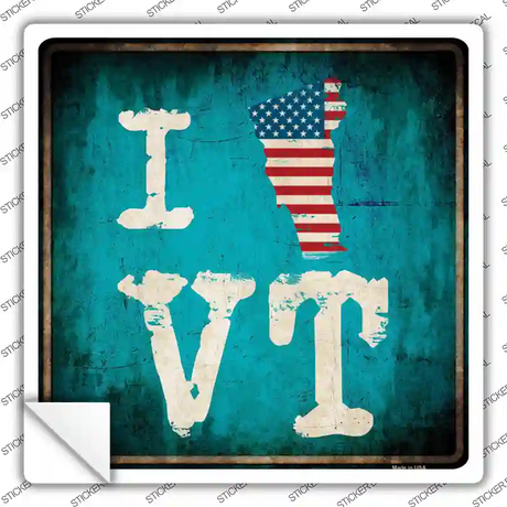 I Love Vermont Novelty Square Sticker Decal