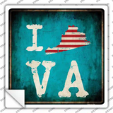 I Love Virginia Novelty Square Sticker Decal